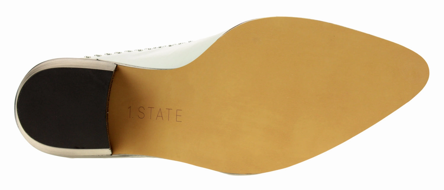 1.State Women's Lon Studded Slip-On Mule, White