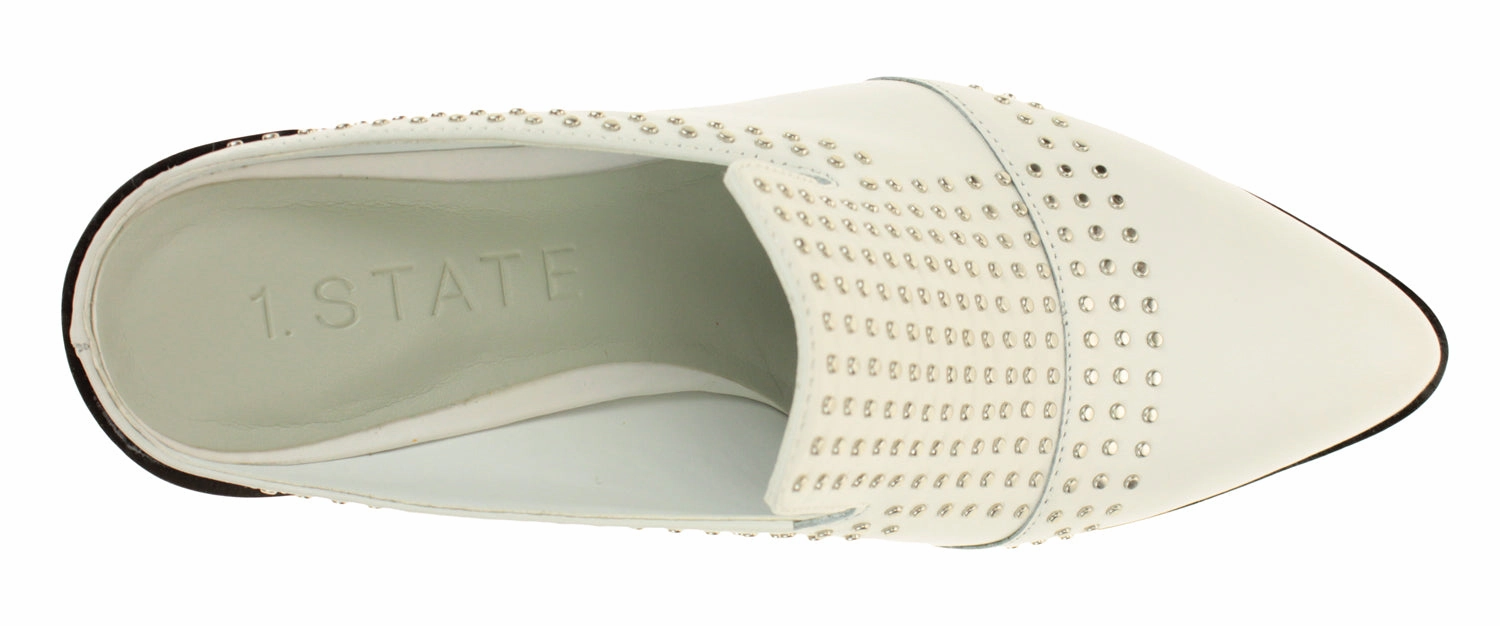 1.State Women's Lon Studded Slip-On Mule, White
