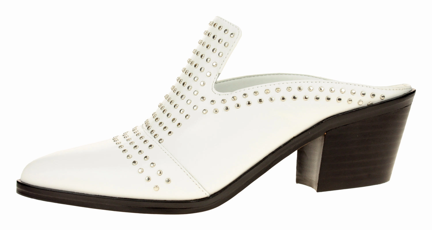 1.State Women's Lon Studded Slip-On Mule, White