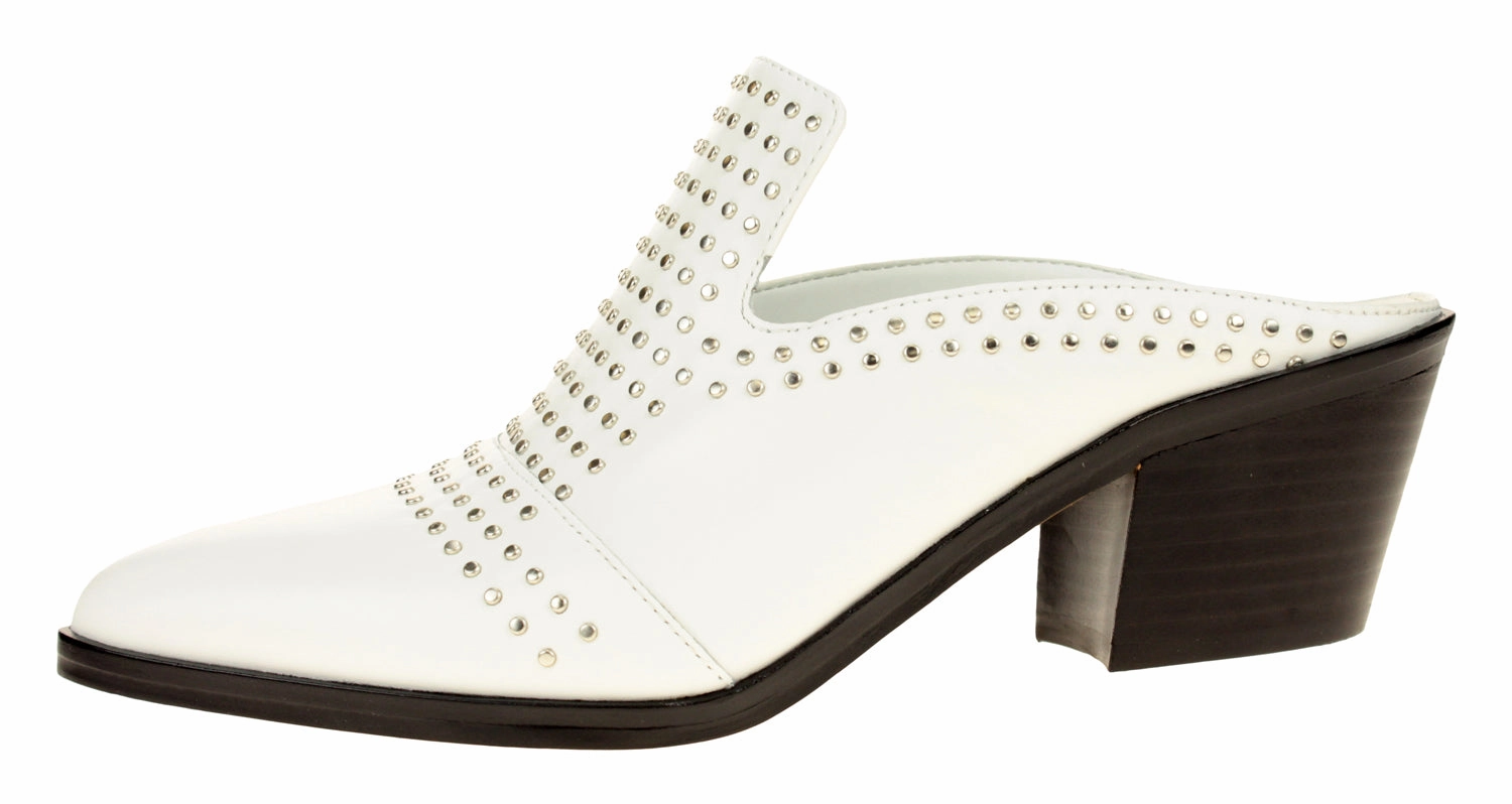 1.State Women's Lon Studded Slip-On Mule, White