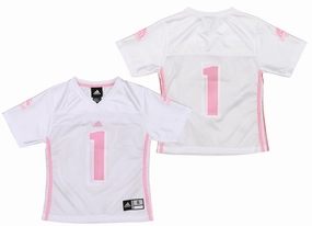 adidas Boise State Broncos NCAA Youth Girl's #1 Fashion Jersey Shirt, White/Pink