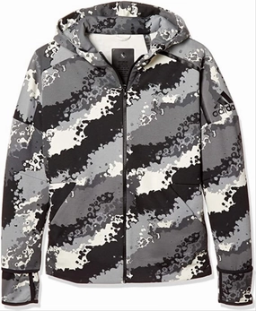 adidas Boys Youth (8-20) Z.N.E. All-Over-Print Graphic Full Zip Hooded Jacket, White/Grey