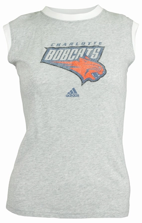Adidas Charlotte Bobcats NBA Women's Sleeveless Ringer Tee, Heather Grey