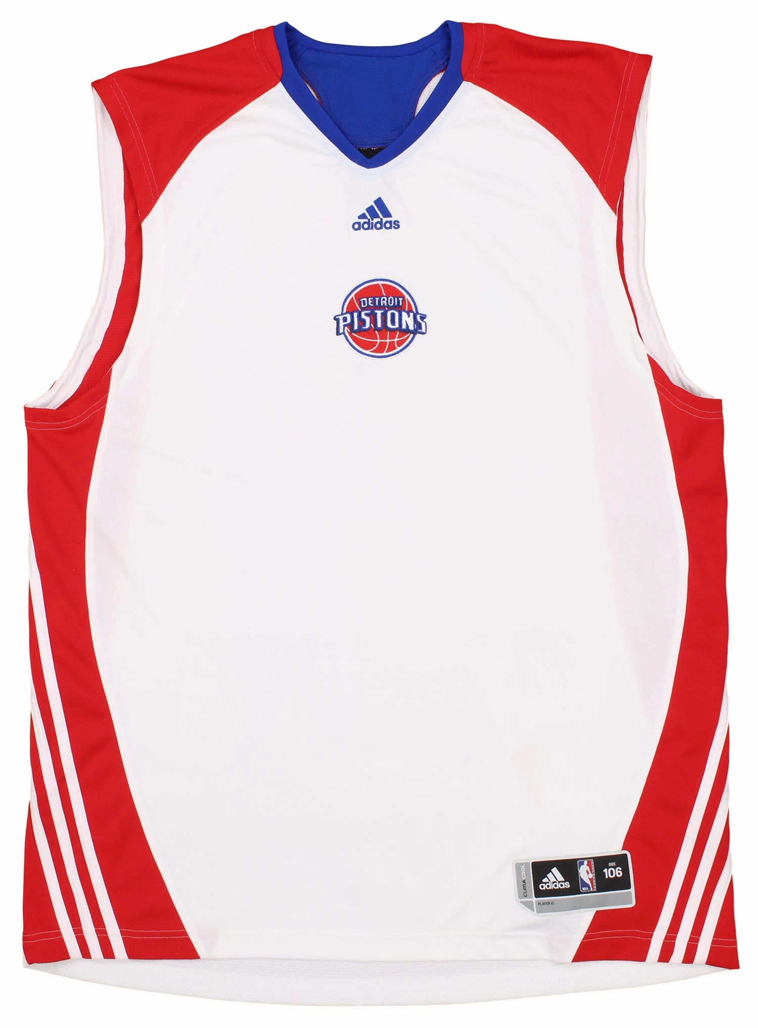 Adidas Detroit Pistons NBA Men's Tall Sleeveless Shooter Shirt, White
