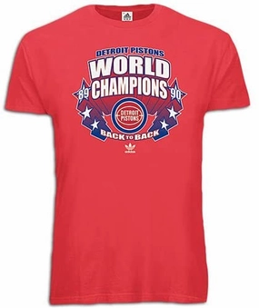 Adidas Detroit Pistons NBA Men's World Champions 89-90 Vintage Tee, Red