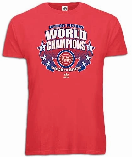 Adidas Detroit Pistons NBA Men's World Champions 89-90 Vintage Tee, Red