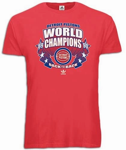 Adidas Detroit Pistons NBA Men's World Champions 89-90 Vintage Tee, Red