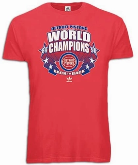 Adidas Detroit Pistons NBA Men's World Champions 89-90 Vintage Tee, Red