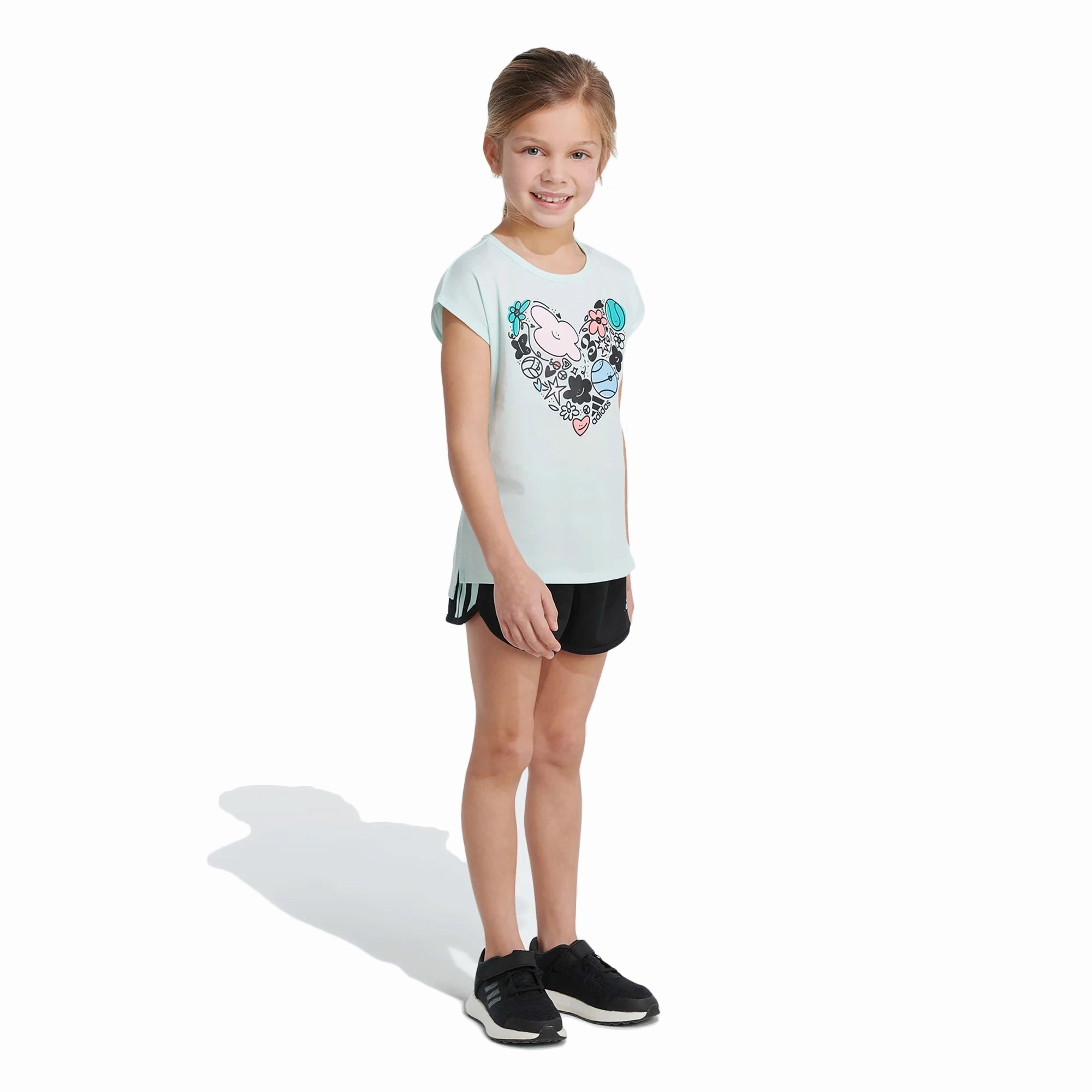 Adidas Girls 7-14 Graphic Tee & Mesh Short Set