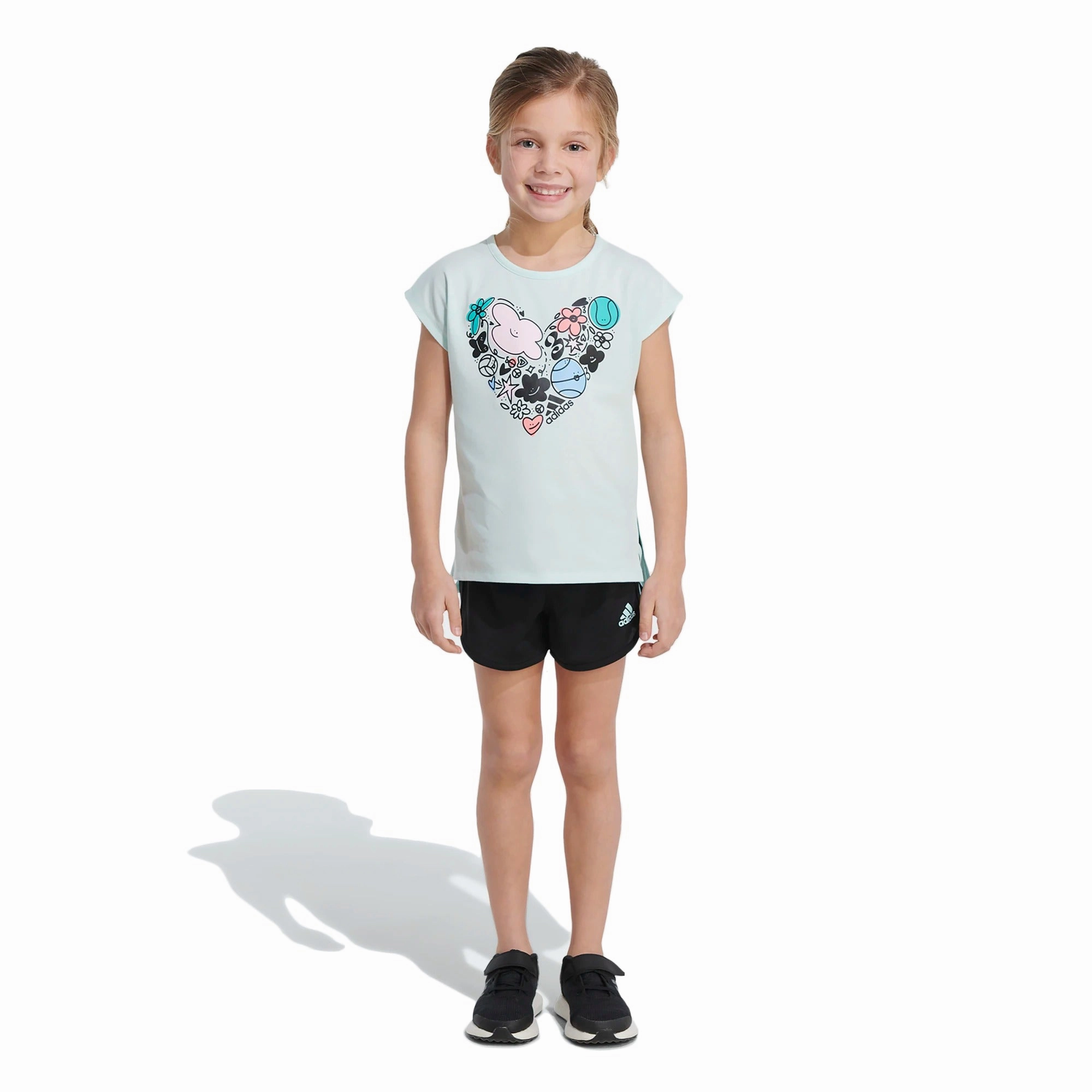 Adidas Girls 7-14 Graphic Tee & Mesh Short Set