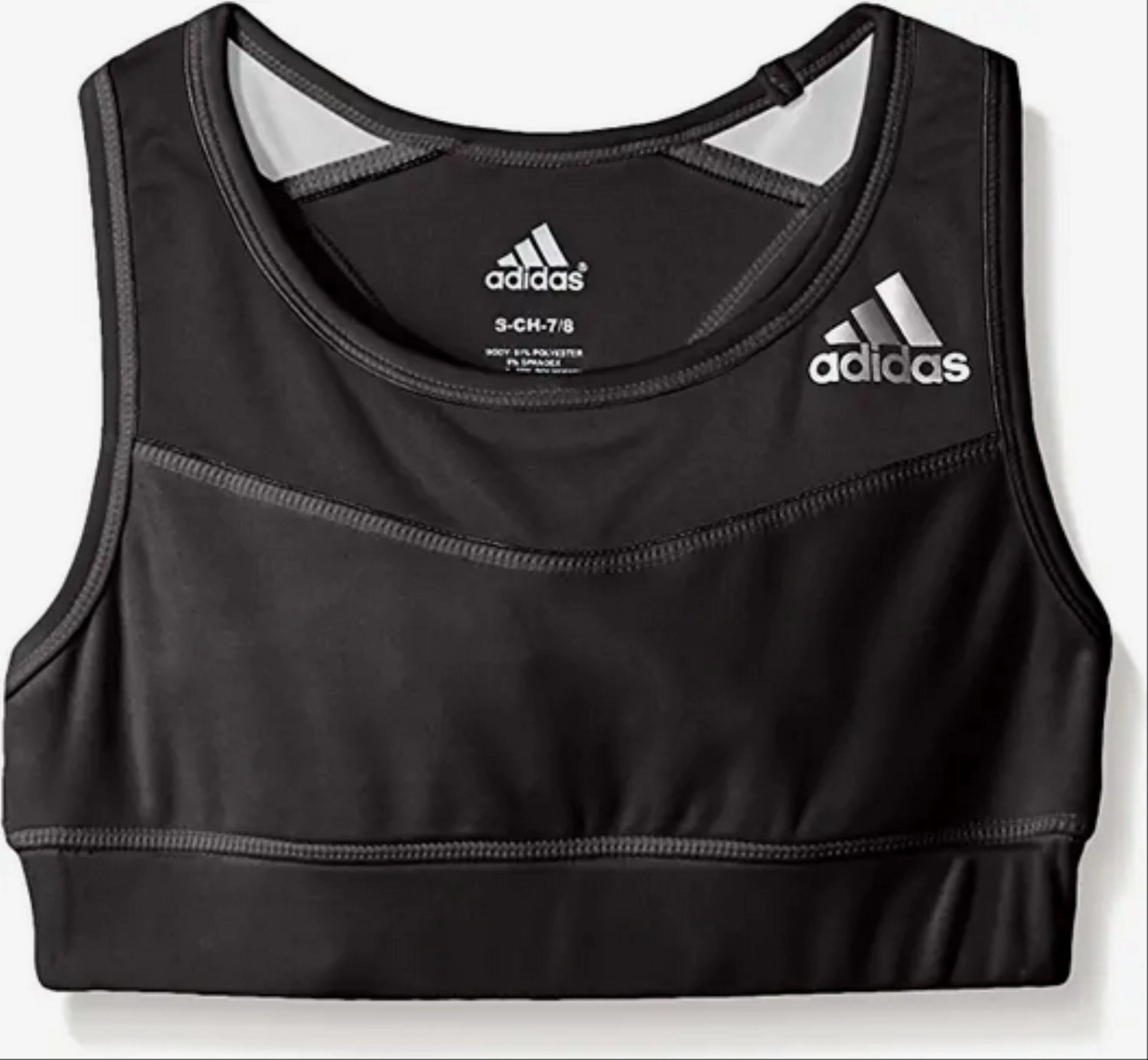 Adidas Girls' Youth Sports Bra, Black