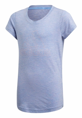 adidas Girls Youth (7-14) ID Winners Short Sleeve Tee, Lucky Blue/True Pink