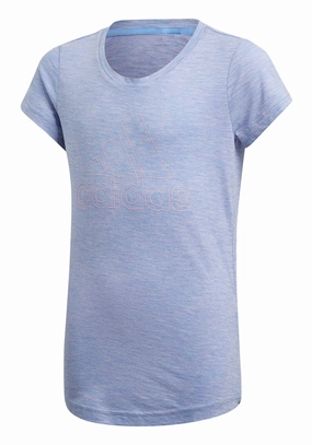 adidas Girls Youth (7-14) ID Winners Short Sleeve Tee, Lucky Blue/True Pink