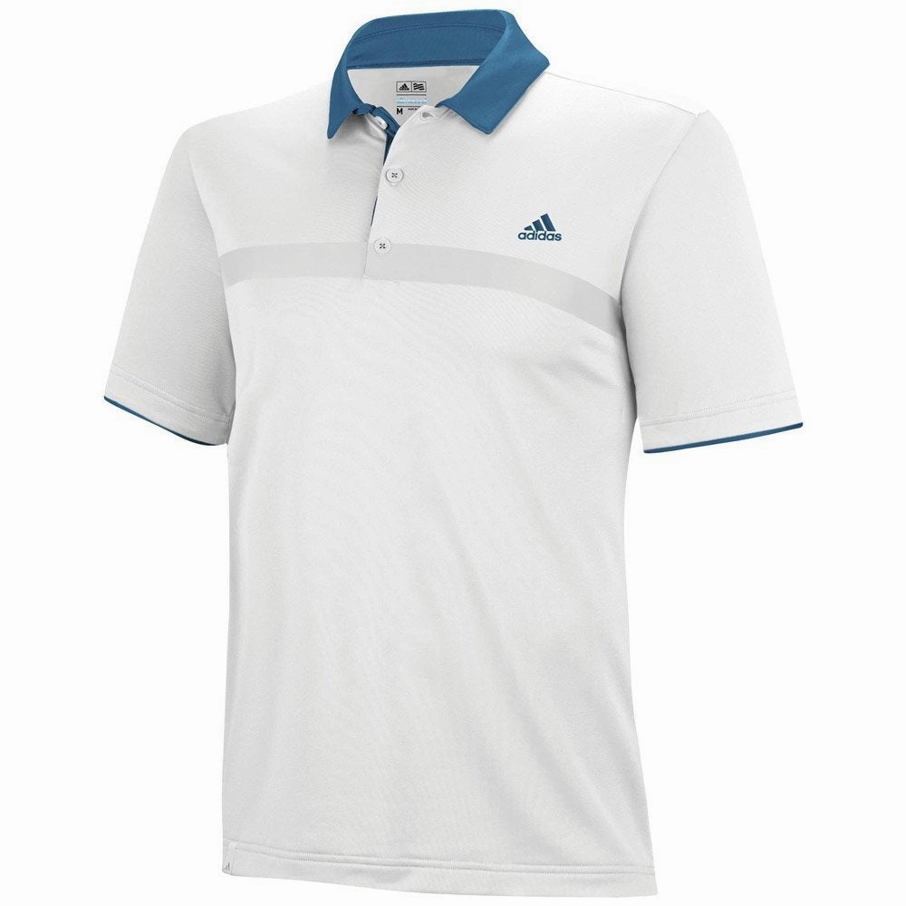 Adidas Golf Men's Climacool Engineered Print Polo Shirt - White & Green