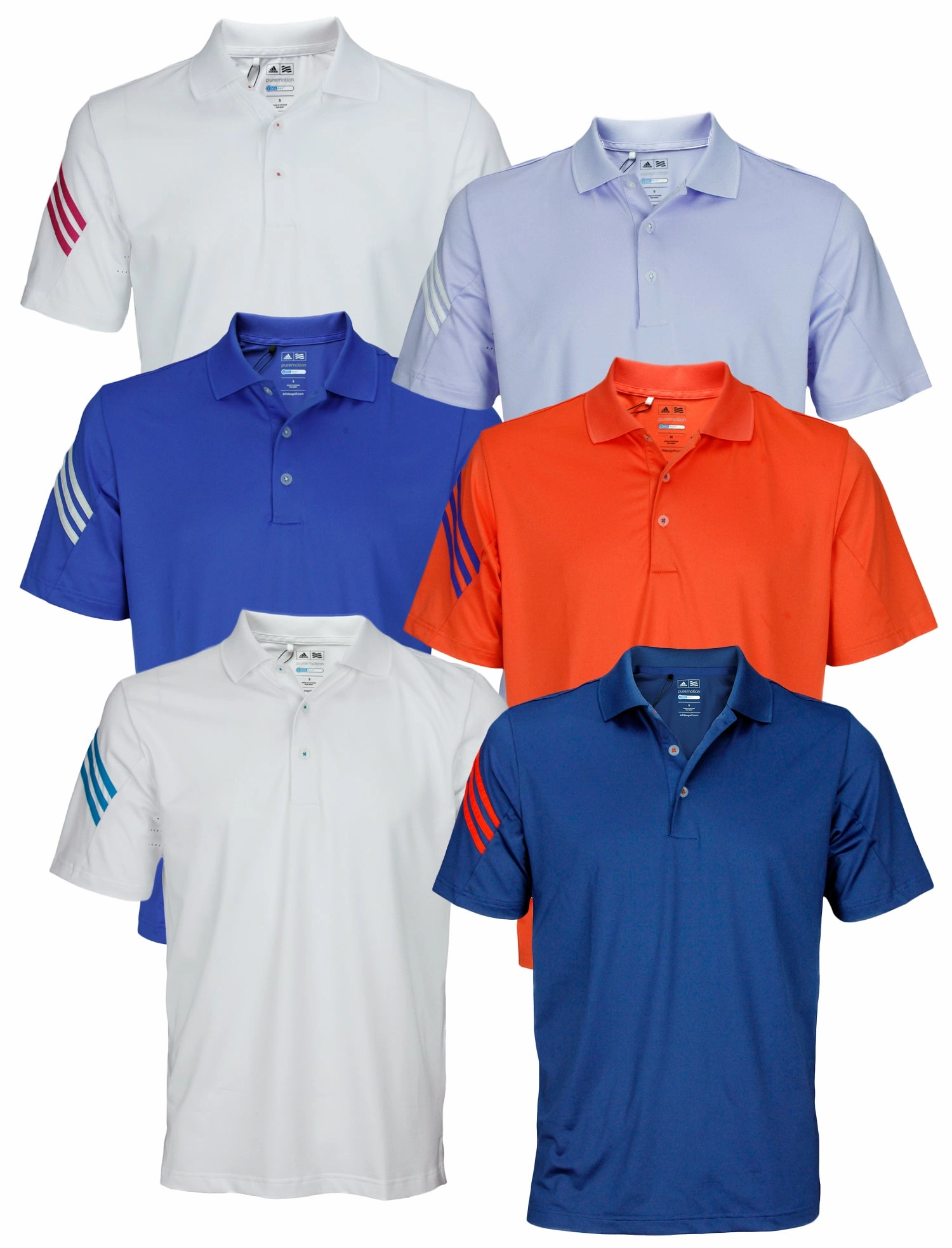 Adidas Golf Men's TaylorMade Puremotion Climacool 3-Striped Short Sleeve Polo
