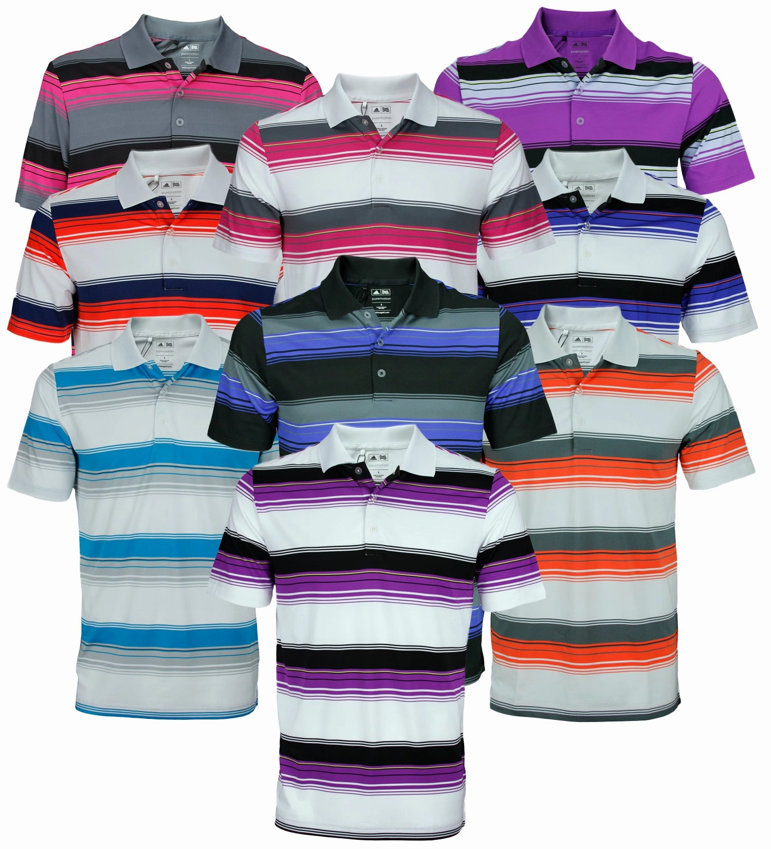 Adidas Golf Men's TaylorMade Puremotion Merch Stripe Short Sleeve Polo Shirt