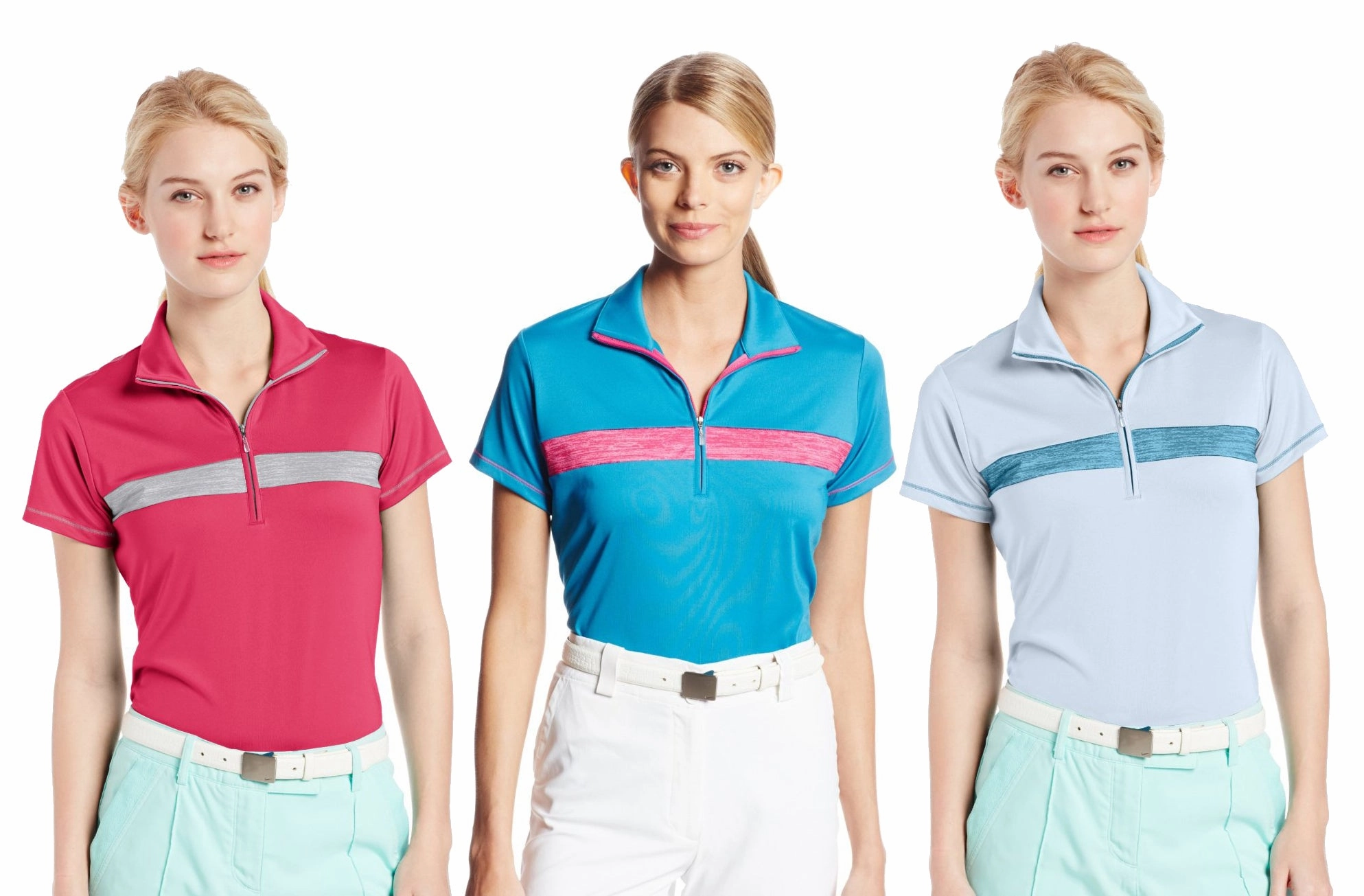 Adidas Golf Women's Puremotion Textured Print Zip Polo Shirt - Three Colors