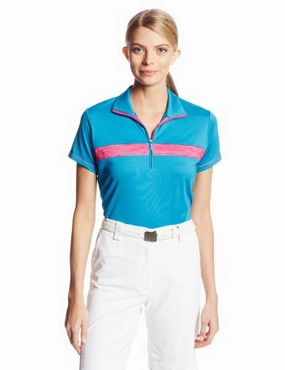 Adidas Golf Women's Puremotion Textured Print Zip Polo Shirt - Three Colors