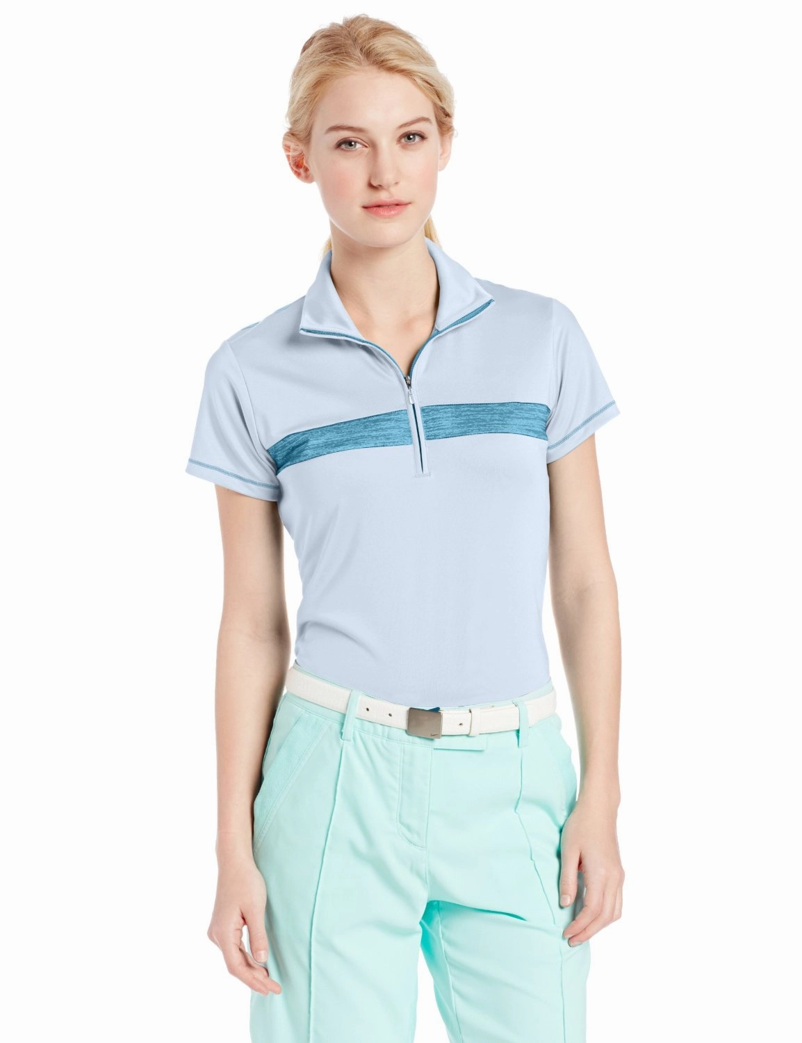 Adidas Golf Women's Puremotion Textured Print Zip Polo Shirt - Three Colors