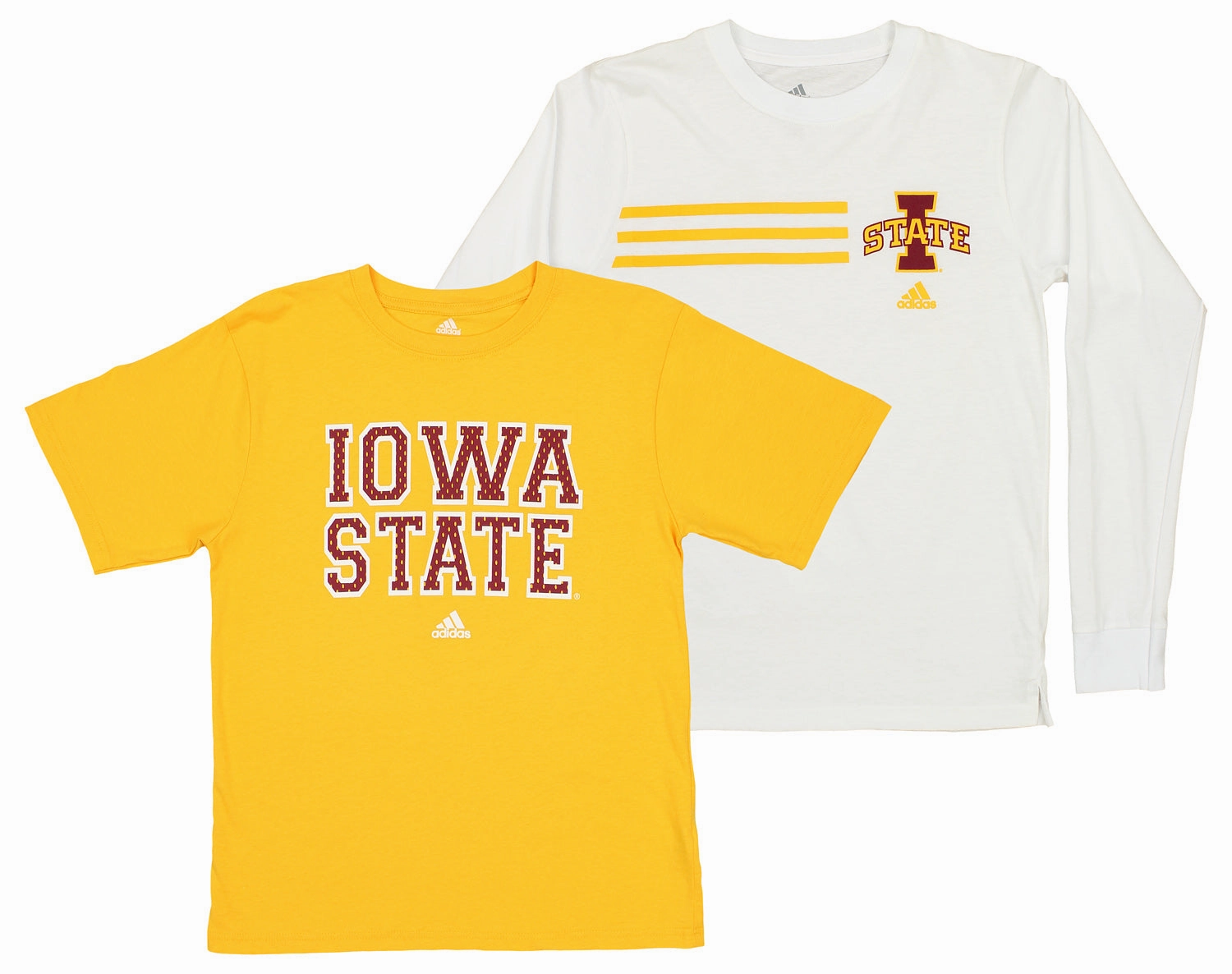 adidas Iowa State Cyclones NCAA Youth Boy's 2 Piece Tee Set, White/Gold