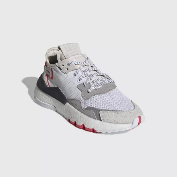 Adidas Juniors Kids Nite Jogger Sneakers, White/Cloud White/Shock Red