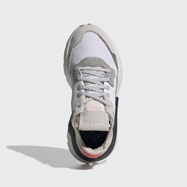Adidas Juniors Kids Nite Jogger Sneakers, White/Cloud White/Shock Red
