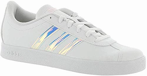 Adidas Kids' VL Court 2.0 Sneaker, White/Clear Orange