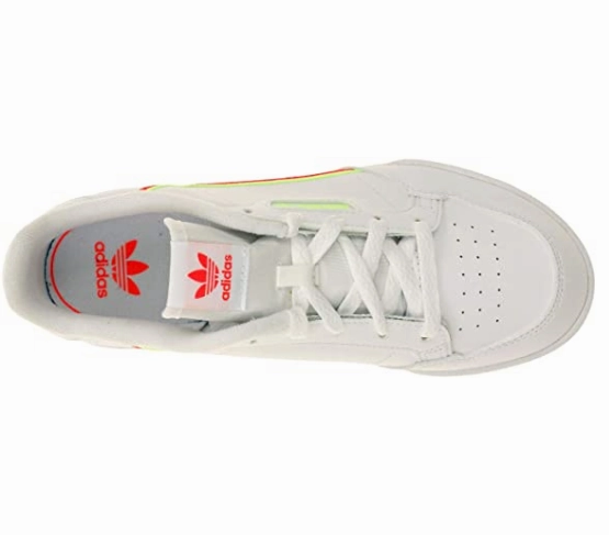 Adidas Kids Continental 80 Casual Sneaker Shoes, White/Shock Red/Yellow
