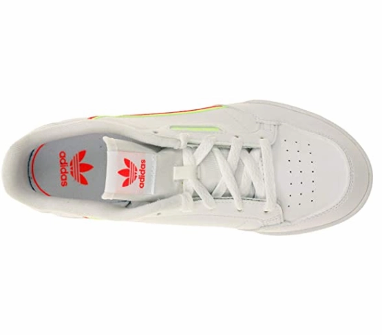 Adidas Kids Continental 80 Casual Sneaker Shoes, White/Shock Red/Yellow
