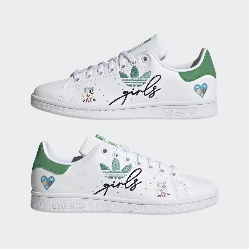 Adidas Kids Stan Smith "Girl Friends" Shoes, Cloud White