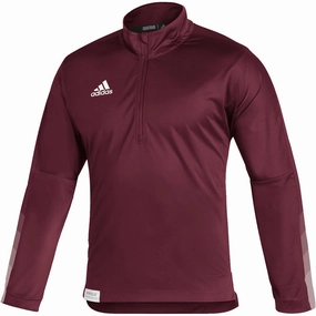 Adidas Men's 1/4 Zip Knit Fleece Pullover Sweatshirt, Team Collegiate Burgandy/White