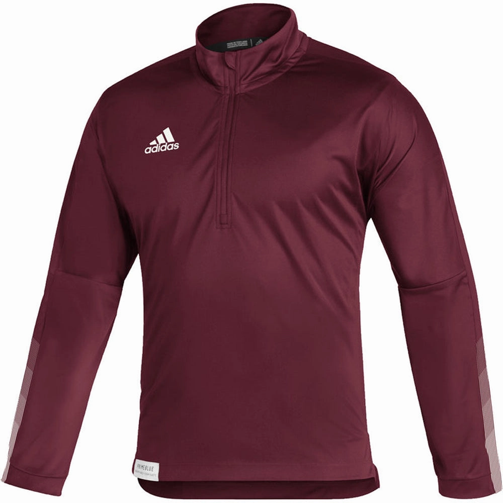 Adidas Men's 1/4 Zip Knit Fleece Pullover Sweatshirt, Team Collegiate Burgandy/White