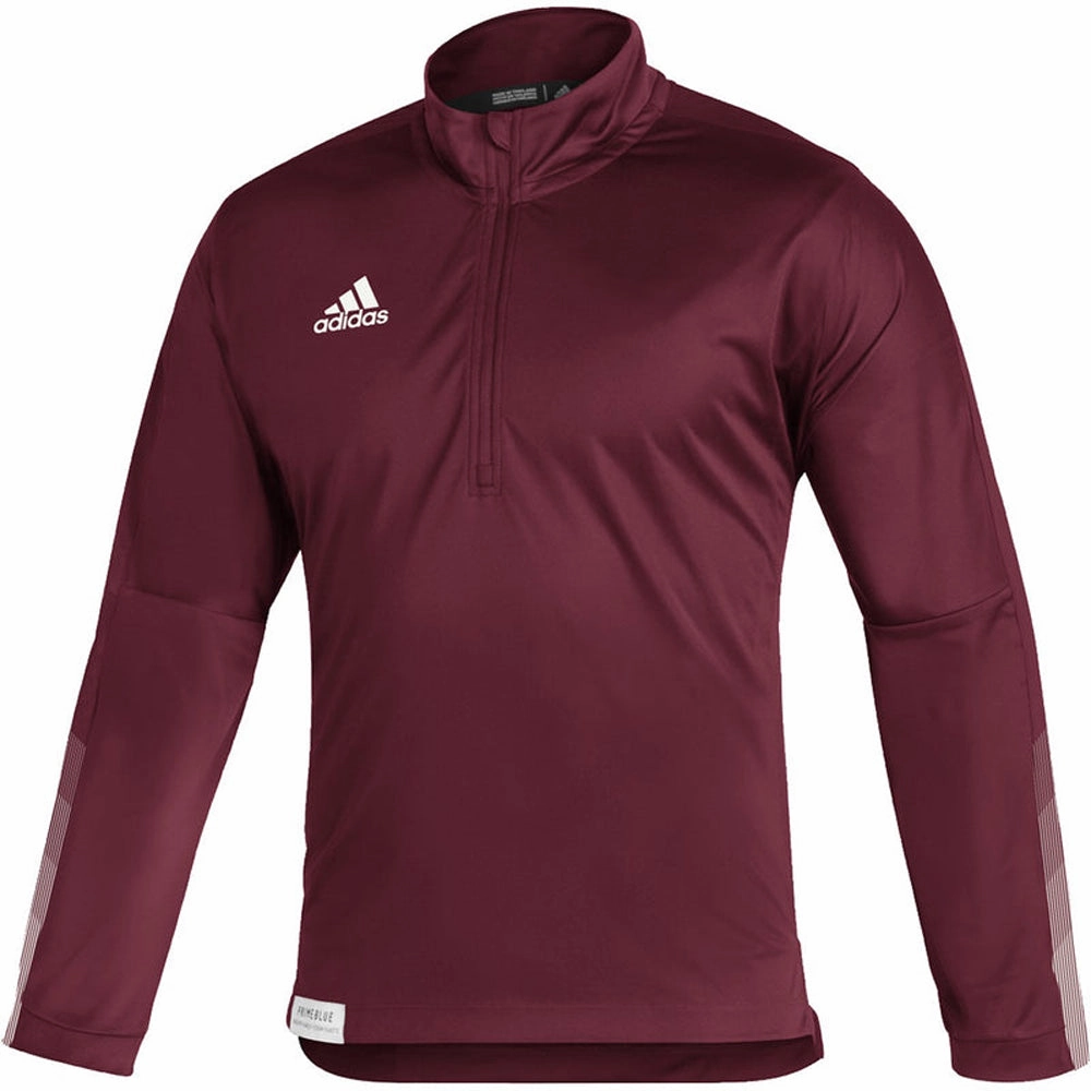 Adidas Men's 1/4 Zip Knit Fleece Pullover Sweatshirt, Team Collegiate Burgandy/White