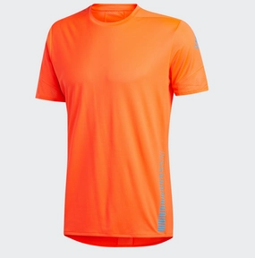 Adidas Men's 25/7 Rise Up N Run Parley Tee Shirt, Solar Red/Sharp Blue
