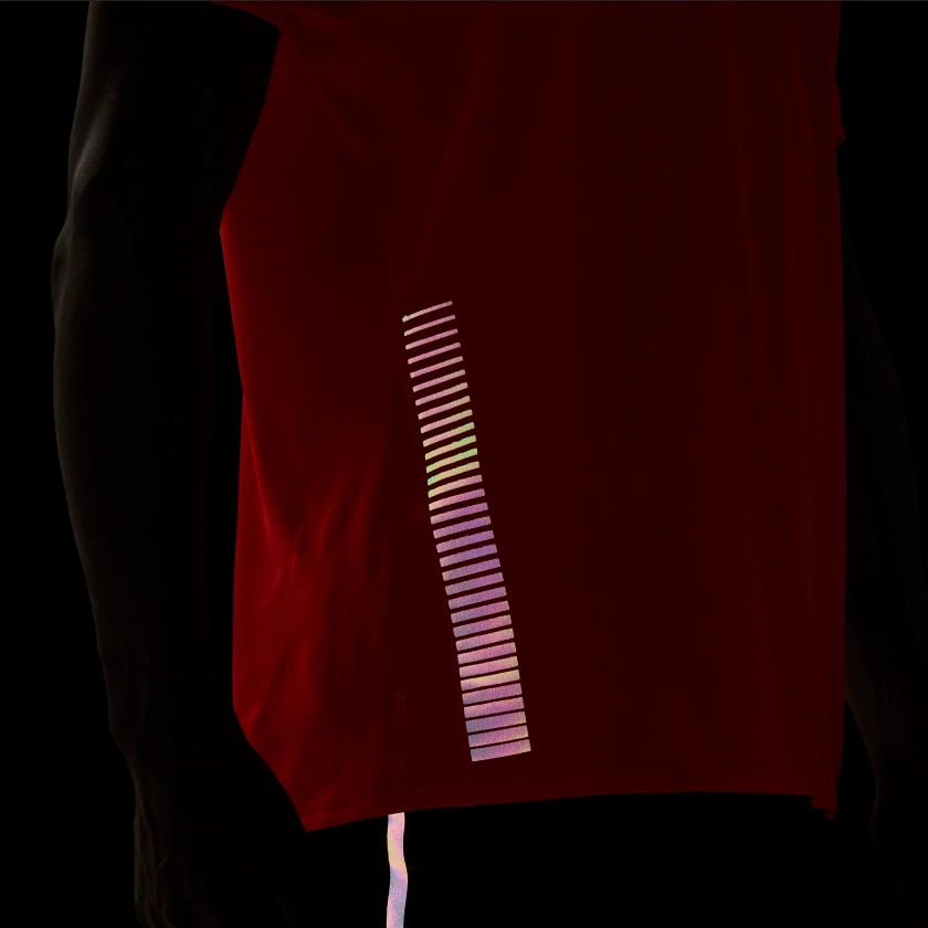 Adidas Men's 25/7 Rise Up N Run Parley Tee Shirt, Solar Red/Sharp Blue
