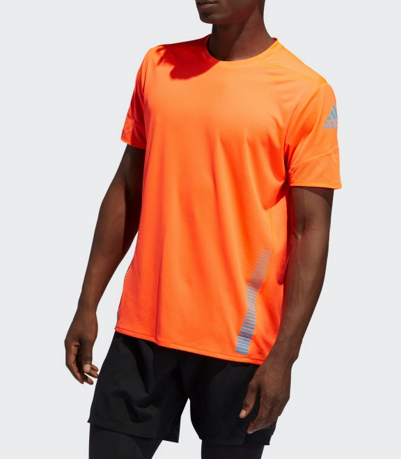 Adidas Men's 25/7 Rise Up N Run Parley Tee Shirt, Solar Red/Sharp Blue