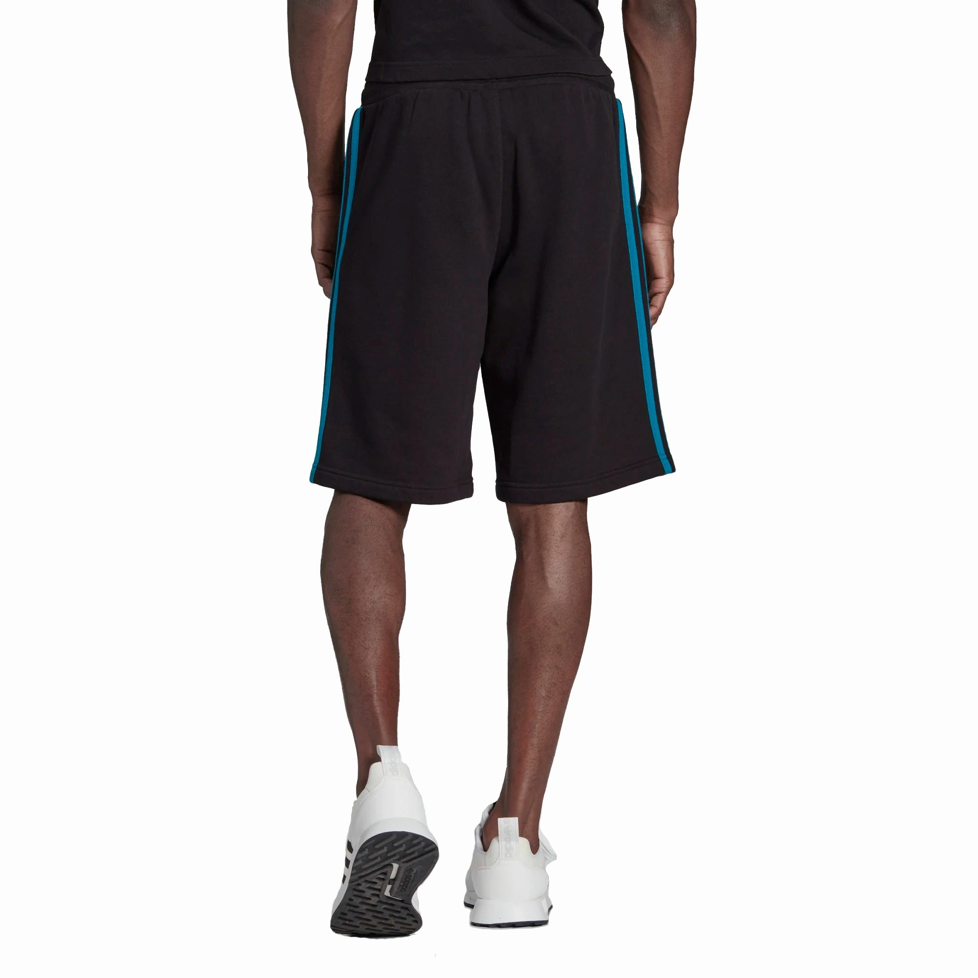 Adidas Men's 3-Stripes Sweat Shorts, Black/Active Teal/Acid Yellow