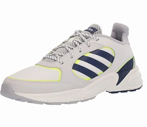Adidas Men's 90s Valasion Sneaker, Cloud White/Dark Blue/Hi Res Yellow