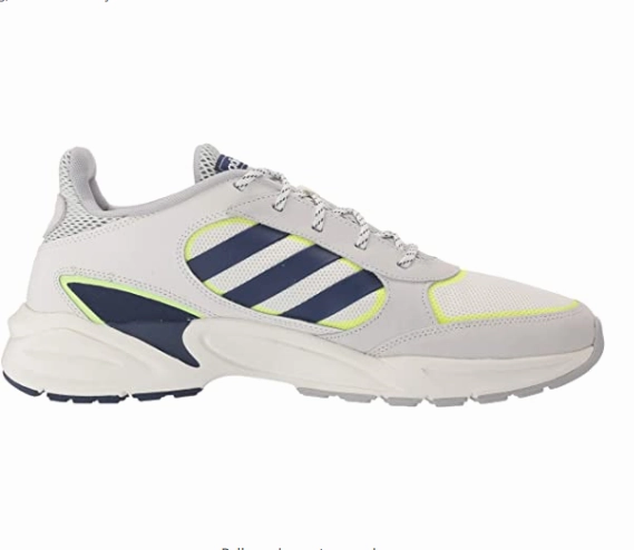 Adidas Men's 90s Valasion Sneaker, Cloud White/Dark Blue/Hi Res Yellow