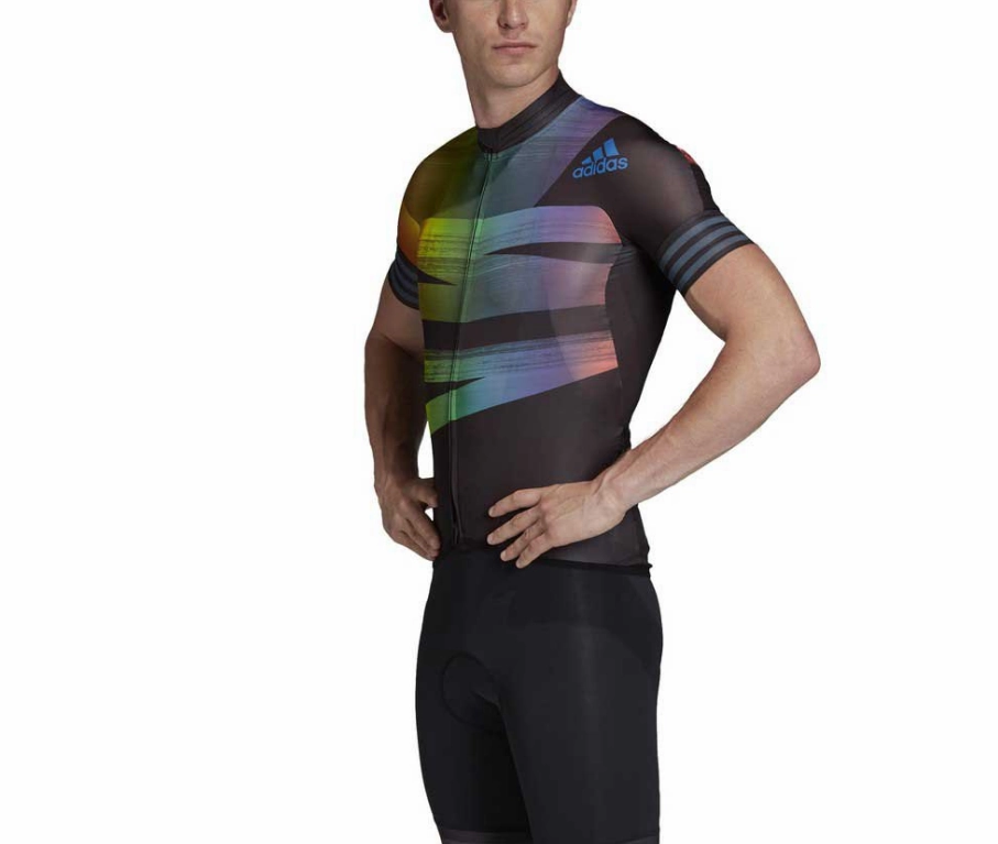 Adidas Men's Adistar Pride Cycling Shirt,  Black/Glory Blue