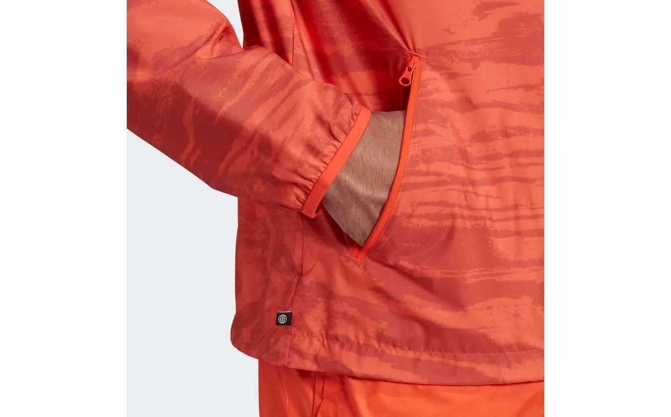 Adidas Men's Adventure Woodwave Windbreaker, Semi Solar Red/Altered Amber