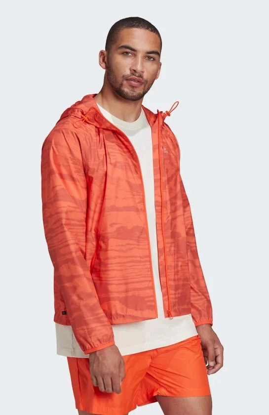 Adidas Men's Adventure Woodwave Windbreaker, Semi Solar Red/Altered Amber