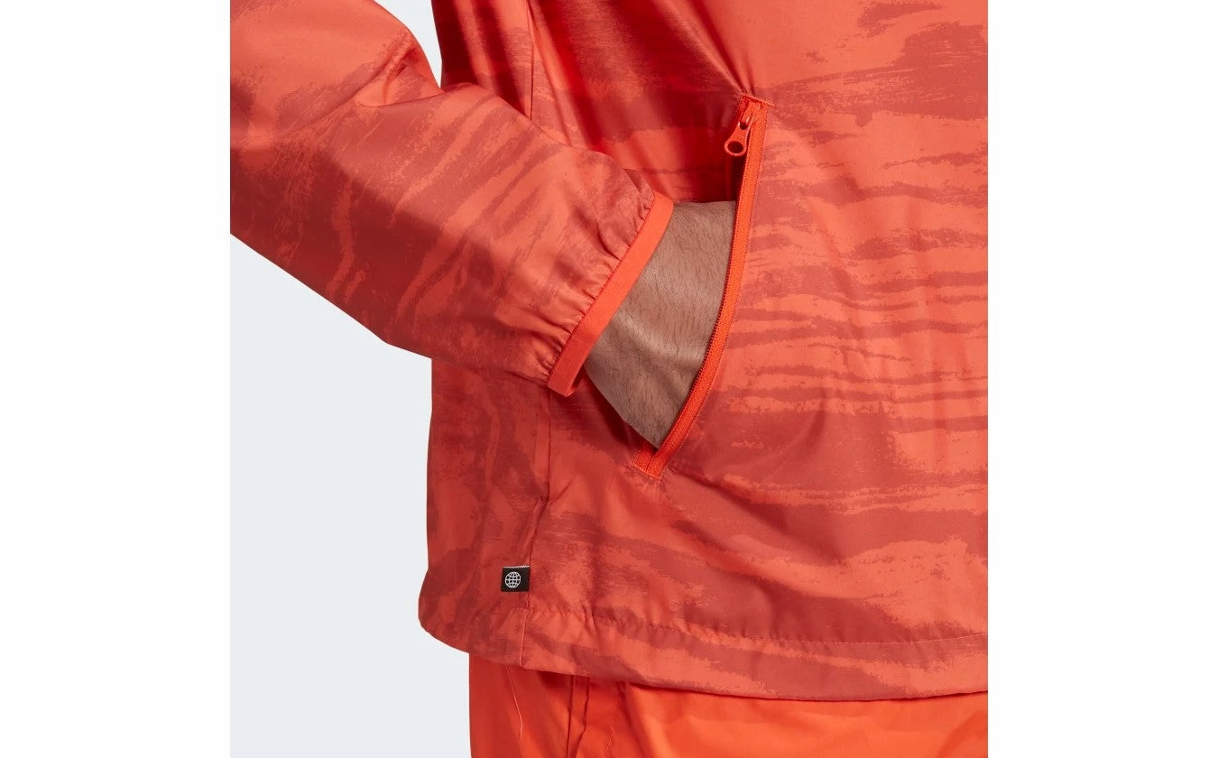 Adidas Men's Adventure Woodwave Windbreaker, Semi Solar Red/Altered Amber