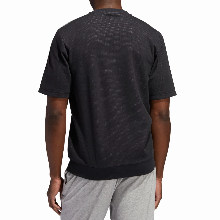 Adidas Men's Athletics Post Game Short Sleeve Crewneck Sweatshirt, Black/White