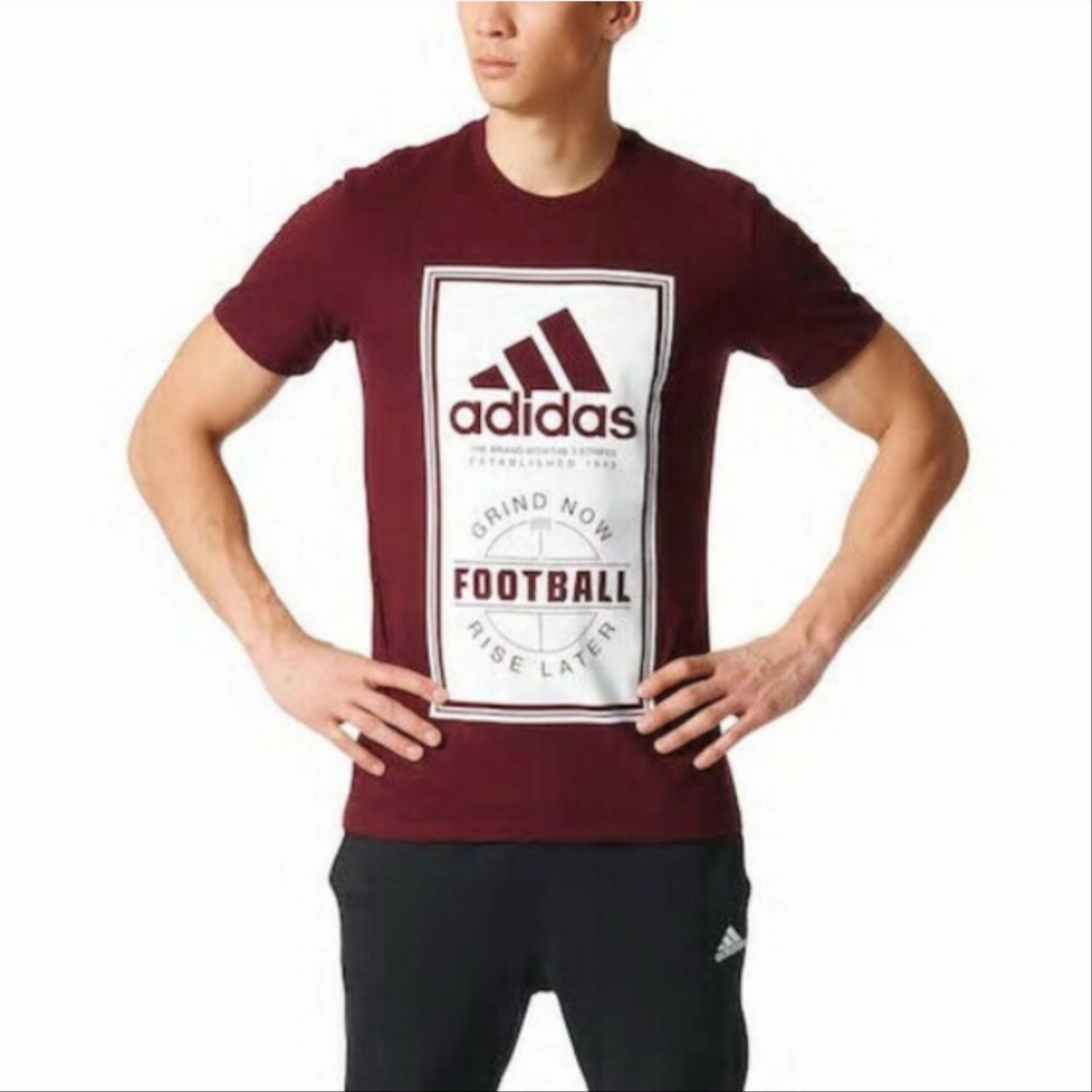 Adidas Men's Big & Tall Football Label Short Sleeve Graphic Tee, Maroon/White