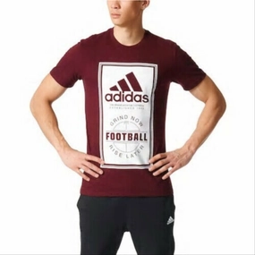 Adidas Men's Big & Tall Football Label Short Sleeve Graphic Tee, Maroon/White