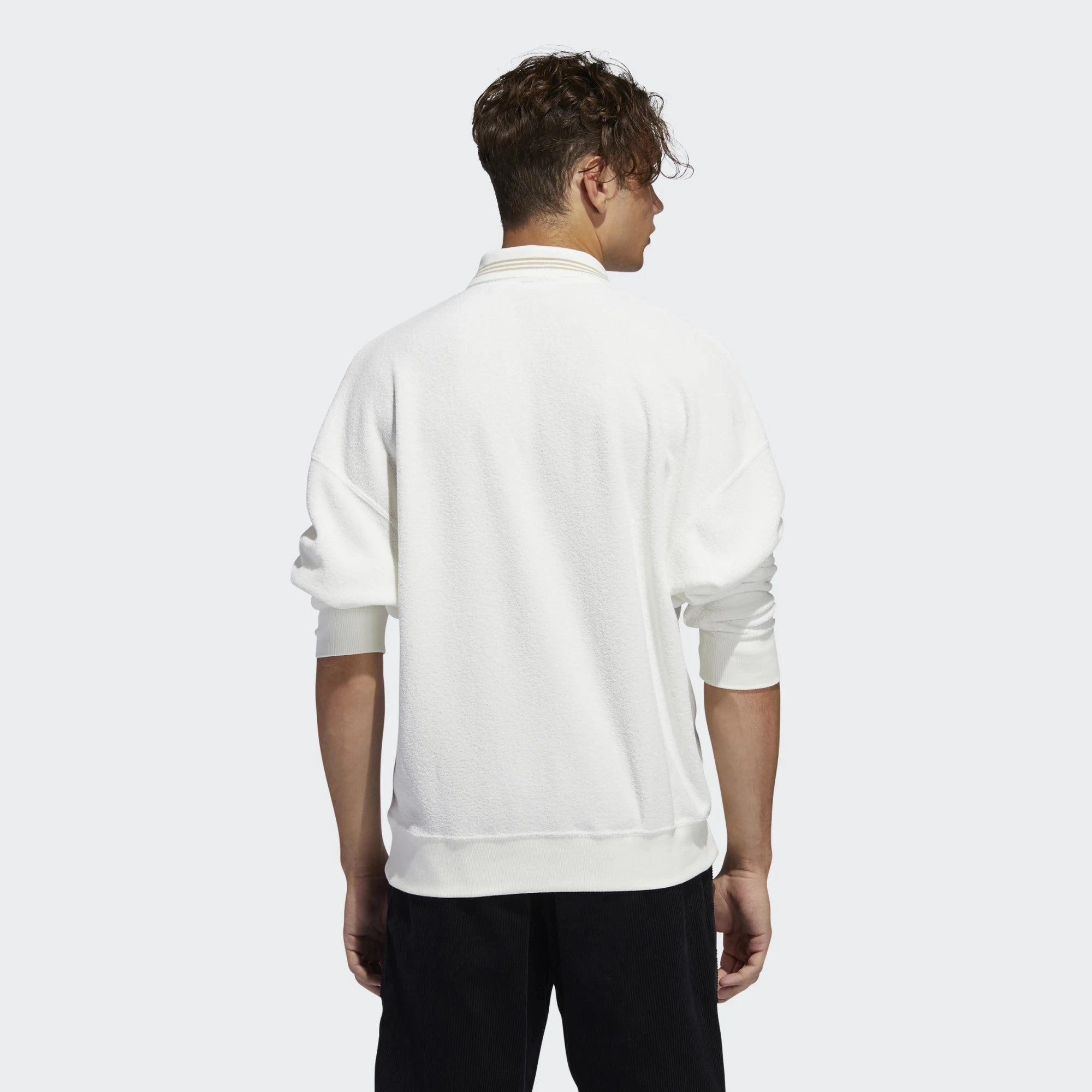 Adidas Men's Bouclette 1/4 Zip Shirt, Off White