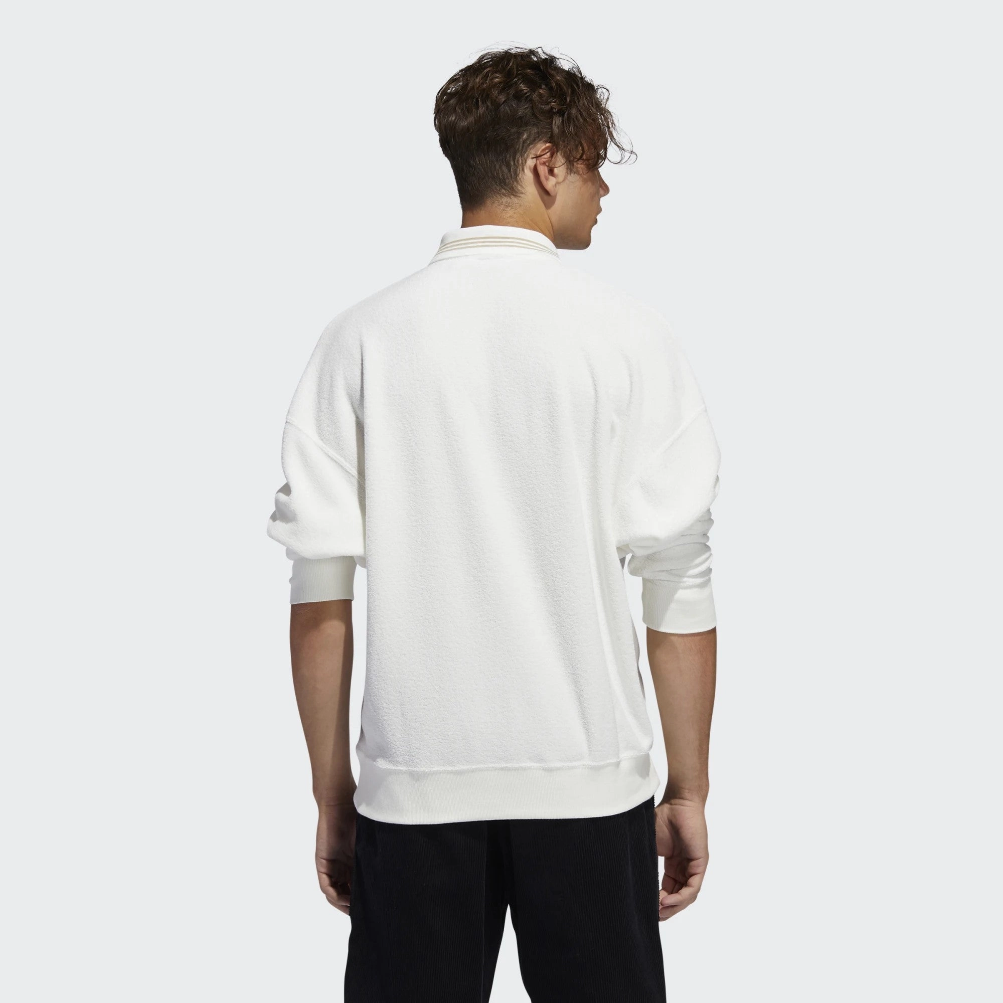 Adidas Men's Bouclette 1/4 Zip Shirt, Off White