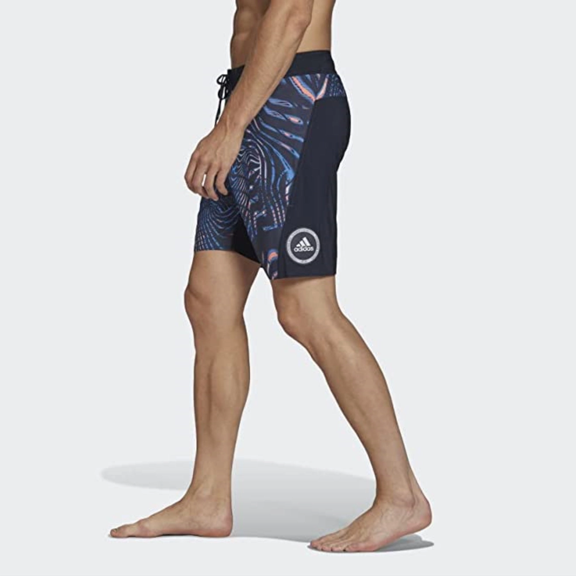 Adidas Men's Classic Length Graphic Souleaf Tech Boardshorts, Shadow Navy