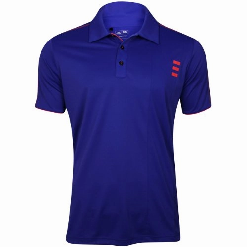 Adidas Men's Climalite 3-Stripe Contrast Stitch Polo Shirt, Bluebonnet / Coral